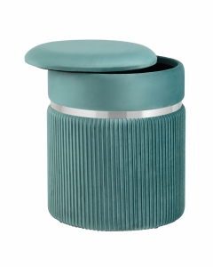 Пуф Stool Group Миранда с ящиком серебро велюр Светло-бирюзовый