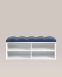 Обувница Stool Group Хольст 2 белая велюр Синий