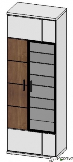 Шкаф-витрина Альтерна Корано Бм.Кор-01 левый Ольха