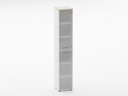 Шкаф 5 узкий закрытый, 2 стеклянные двери Персона Грата Deka 10.23.17Л Дуб Сантана светлый/Белый