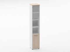 Шкаф 5 узкий верх стеклянная дверь, низ закрытый, две полки открытые Персона Грата Deka 10.23.19Л Туя/Белый