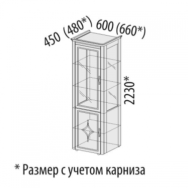 Шкаф-витрина сервант с колоннами левый/правый Витра Венеция 32.08 Сосна Астрид Ваниль