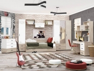 Набор подростковой мебели Витра Эверест 4 Дуб Кронберг/Белый шпон/Плаза Стоун