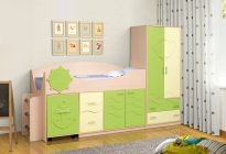 Набор модульной мебели Матрица для детской комнаты Юниор -12.1 МДФ глянец Дуб молочный/Синий/Ваниль копия 204529