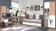 Комплект мебели для комнаты подростка Ивару Хаски 01 Дуб Ирландский Мокко Белый