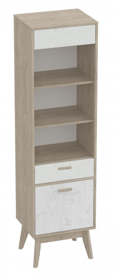 Шкаф-витрина Мебельград Калгари 03 Дуб натуральный светлый-белый матовый