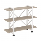 Стеллаж на колесных опорах - 3 полки Рива LOFT VR.L-MST.K-3.8V Металл белый Дуб Аттик