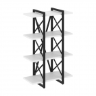 Стеллаж на регулируемых опорах - 4 полки Рива LOFT VR.L-MST.O-4.4V Металл черный Белый Бриллиант