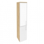 Шкаф высокий узкий левый Рива ONIX O.SU-1.2RL white Тиквуд Светлый/Белый