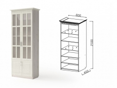 Шкаф 2-х дверный для посуды НГ-4 Гармония-6 МАГ-РИВЕР Дуб Эльза/Альберо Браш Грей/Стекло