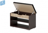 Банкетка БК-002 ЭВА МАГ-РИВЕР Венге/дуб крафт золотой/Кожа Темно-коричневая Ostin