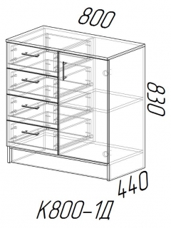 Комод К800-1Д МАГ-РИВЕР Дуб вотан/Белый