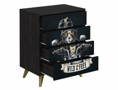 Комод Стиль Фьюжн КМ-001 АРТ Угольный камень/BIKER CAT