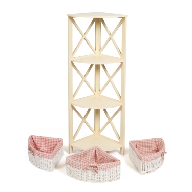 Угловая этажерка Tetchair Secret de Maison ANGULAIRE 3 mod. PE-04 paulownia, мдф, 34x34x123см, butter white слоновая кость, ткань - красная клетка