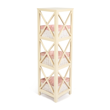 Угловая этажерка Tetchair Secret de Maison ANGULAIRE 3 mod. PE-04 paulownia, мдф, 34x34x123см, butter white слоновая кость, ткань - красная клетка