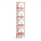 Угловая этажерка Tetchair Secret De Maison ANGULAIRE 4 mod. PE-05 дерево павловния, мдф, 34x34x158см, white белый, ткань - красная клетка