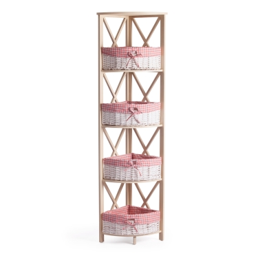 Угловая этажерка Tetchair Secret De Maison ANGULAIRE 4 mod. PE-05 дерево павловния, мдф, 34x34x158см, white белый, ткань - красная клетка