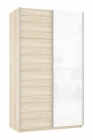 Шкаф-купе двухдверный Е1 Прайм 1200 ДСП/Белое стекло Дуб сонома