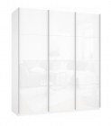 Шкаф-купе трехдверный Е1 Прайм 2100 Белое стекло/Белое стекло/Белое стекло Белый снег